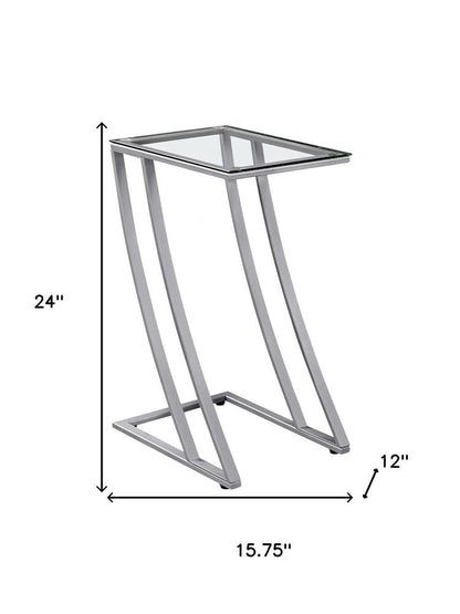 15.75" X 12" X 24" Black Clear Metal Tempered Glass Accent Table HomeRoots