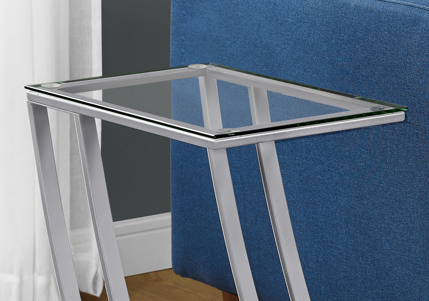 15.75" X 12" X 24" Black Clear Metal Tempered Glass Accent Table