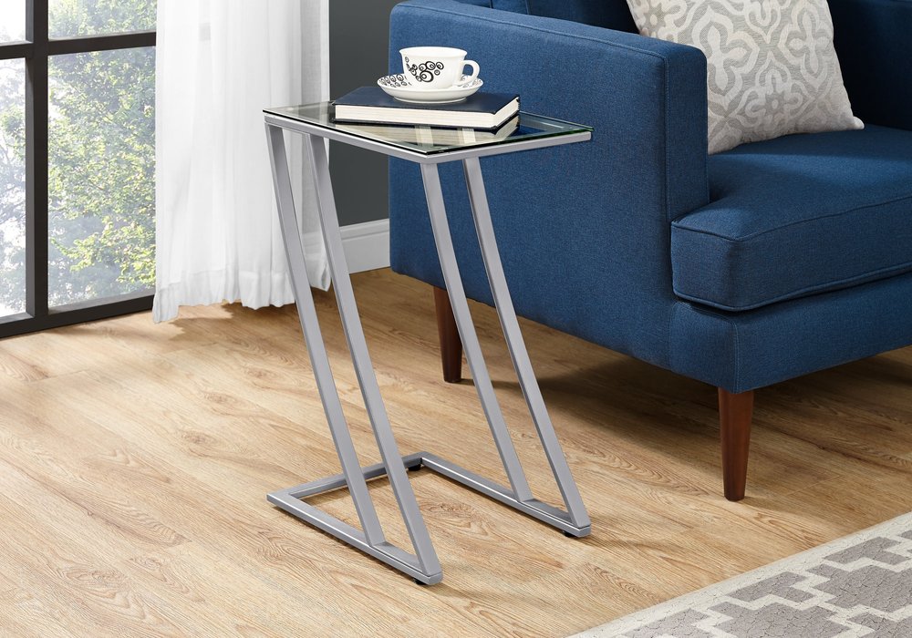 15.75" X 12" X 24" Black Clear Metal Tempered Glass Accent Table HomeRoots