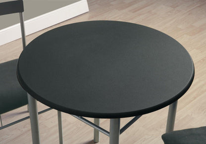 36" Black Microfiber Foam Mdf And Silver Metal Three Pieces Dining Set - FurniFindUSA