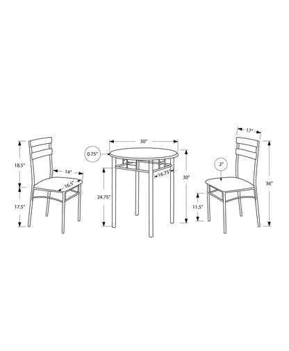 36" Black Microfiber Foam Mdf And Silver Metal Three Pieces Dining Set - FurniFindUSA