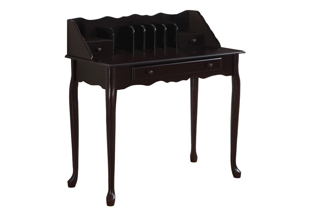 36" Dark Brown Solid Wood Computer Desk With Three Drawers HomeRoots