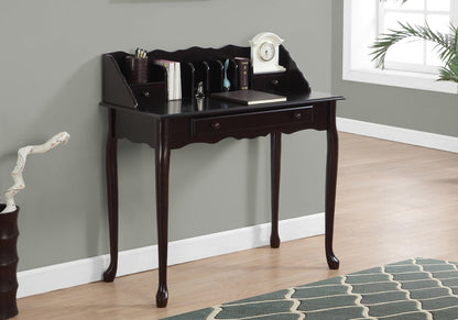 36" Dark Brown Solid Wood Computer Desk With Three Drawers HomeRoots