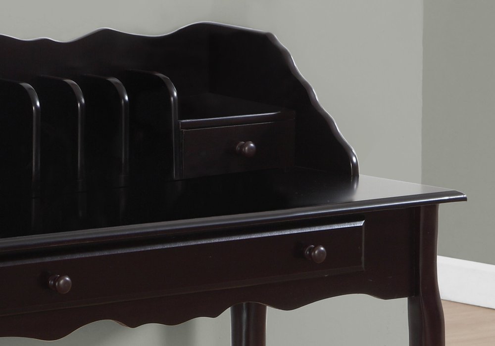 36" Dark Brown Solid Wood Computer Desk With Three Drawers HomeRoots