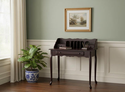 36" Dark Brown Solid Wood Computer Desk With Three Drawers HomeRoots