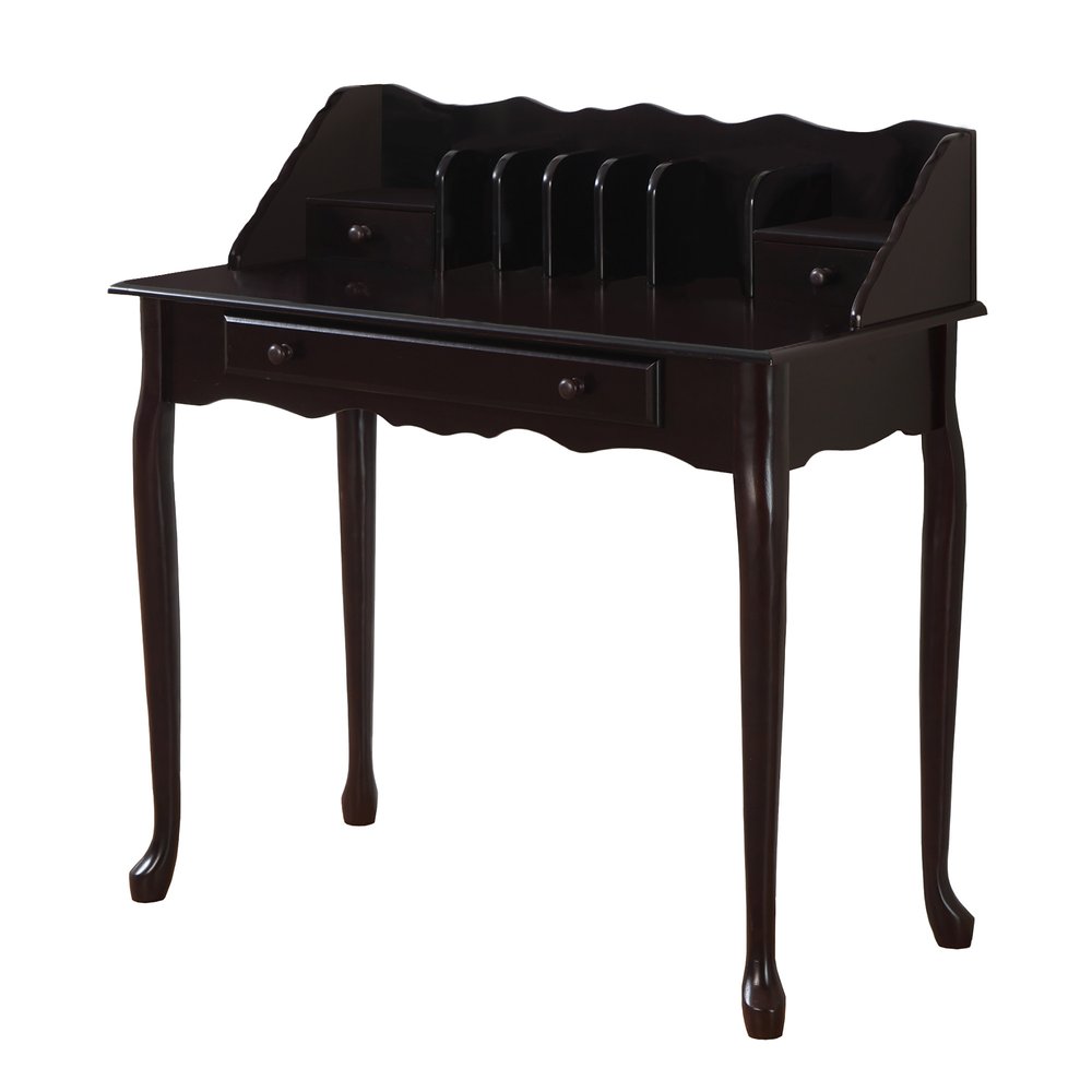36" Dark Brown Solid Wood Computer Desk With Three Drawers HomeRoots