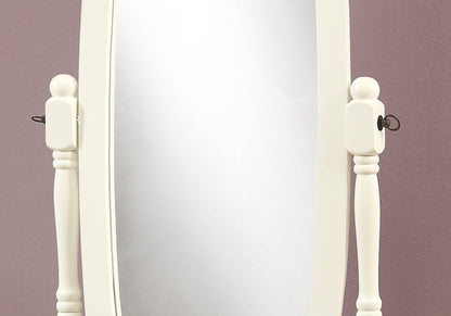 59" White Oval Framed Cheval Standing Mirror - FurniFindUSA