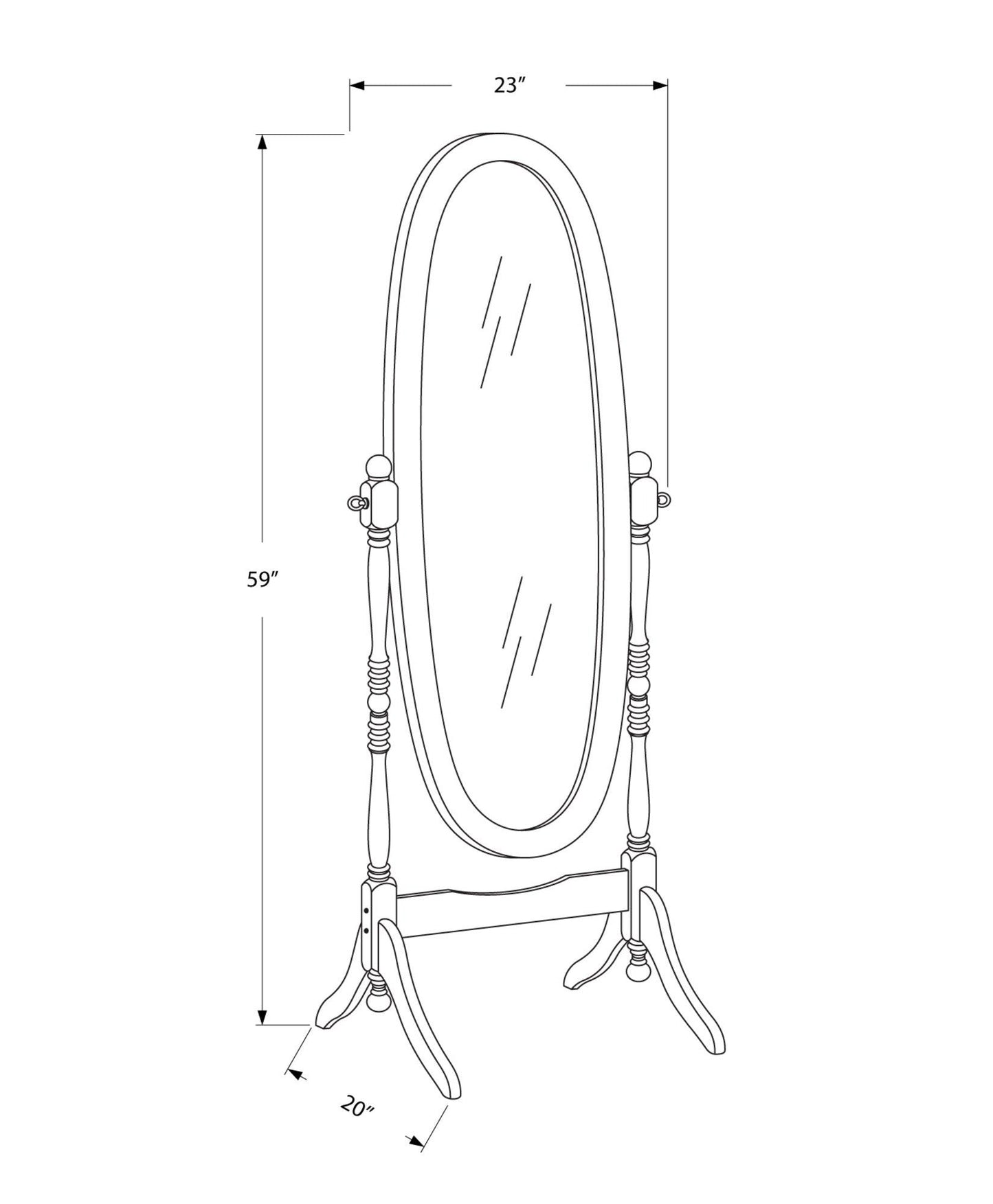 White Oval Cheval Standing Mirror - FurniFindUSA