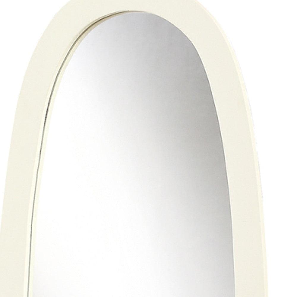 59" White Oval Framed Cheval Standing Mirror - FurniFindUSA