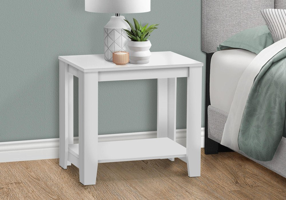 22" White Wood End Table With Shelf HomeRoots
