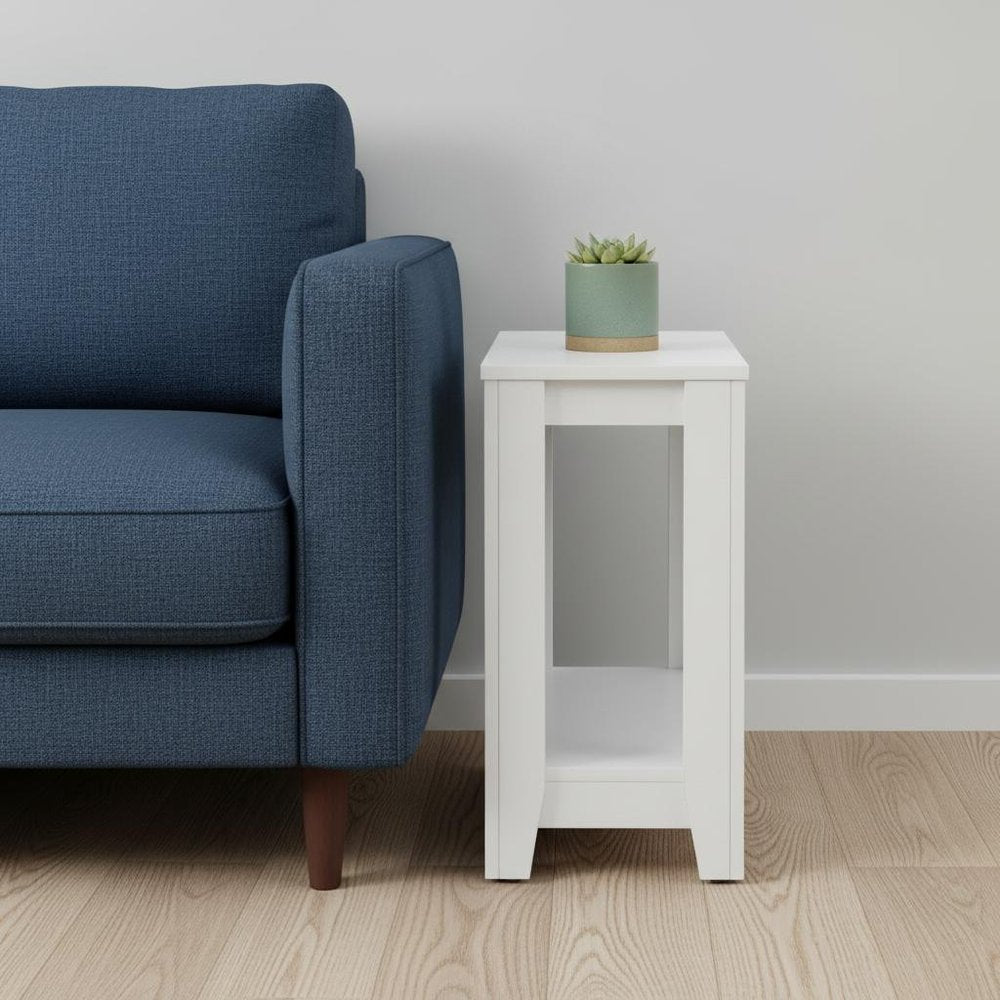 22" White Wood End Table With Shelf HomeRoots