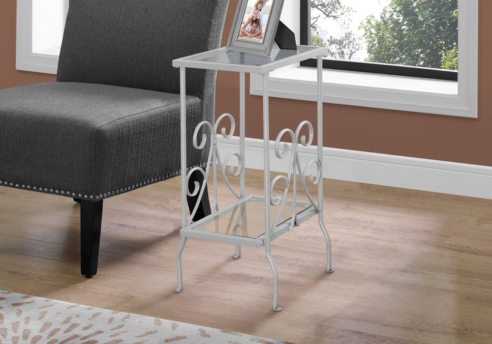 30" Silver And Clear Glass And Metal Square End Table With Shelf HomeRoots