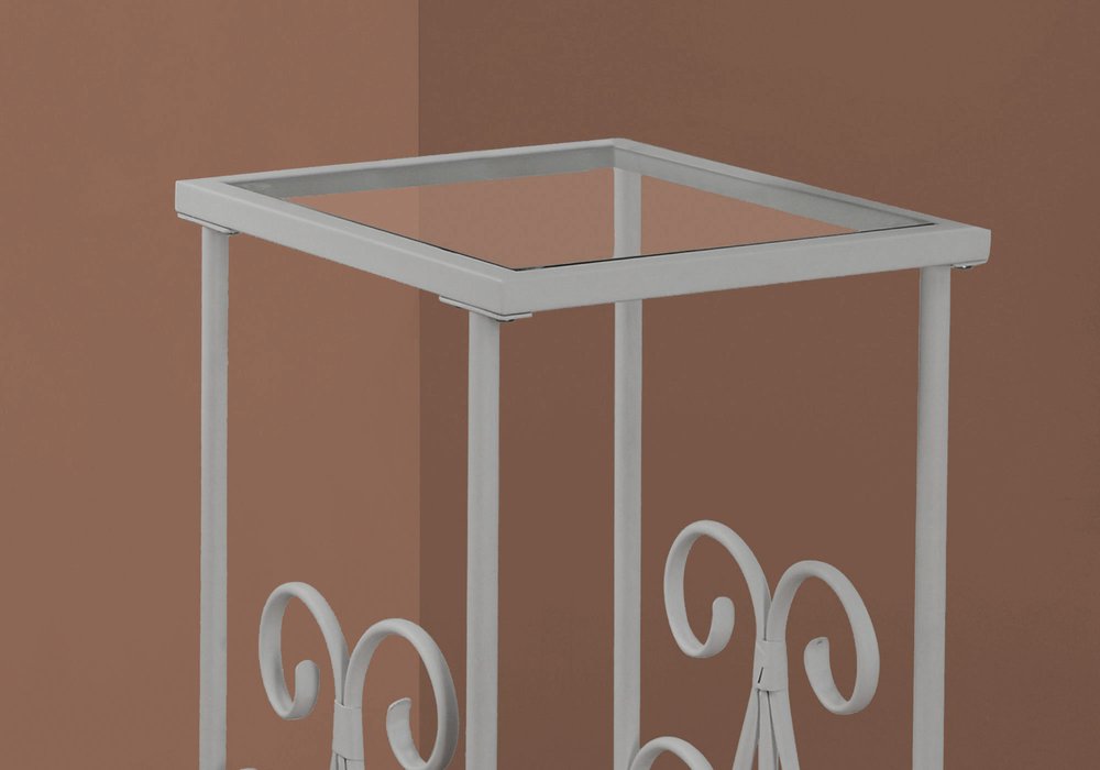30" Silver And Clear Glass And Metal Square End Table With Shelf HomeRoots
