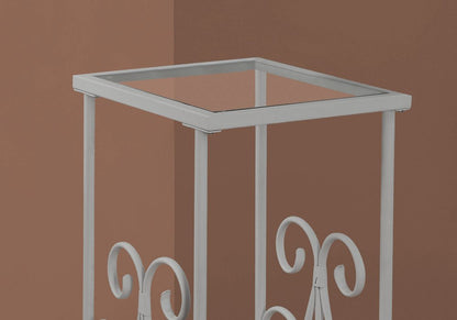 30" Silver And Clear Glass And Metal Square End Table With Shelf HomeRoots