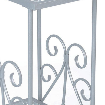 30" Silver And Clear Glass And Metal Square End Table With Shelf HomeRoots