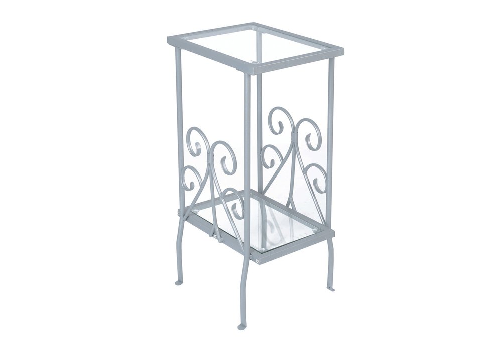 30" Silver And Clear Glass And Metal Square End Table With Shelf HomeRoots