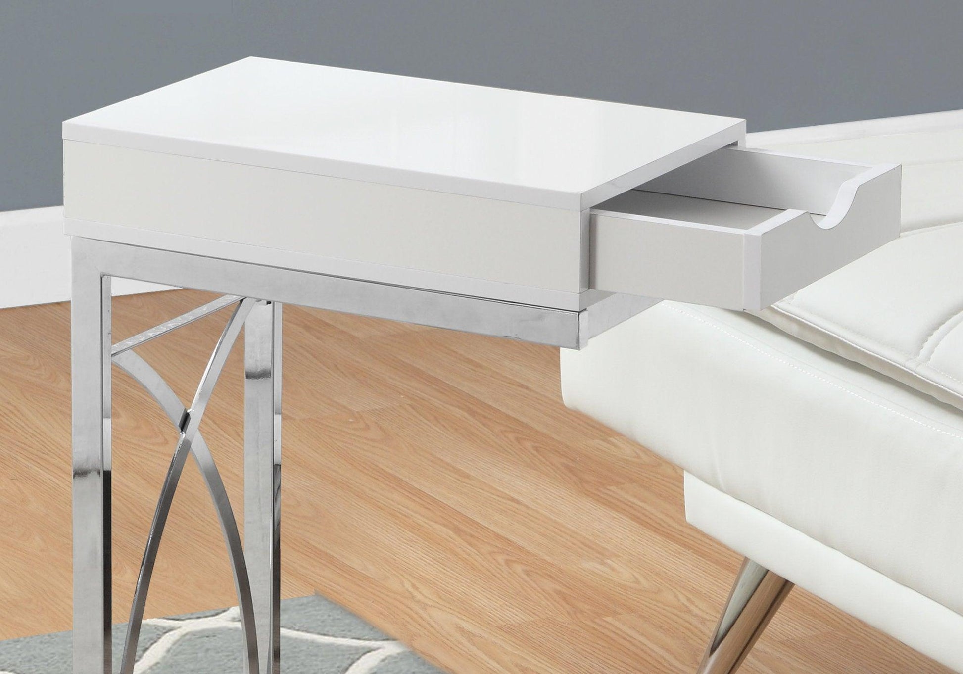 15.75" X 10.25" X 24.5" White Finish Drawer Accent Table - FurniFindUSA