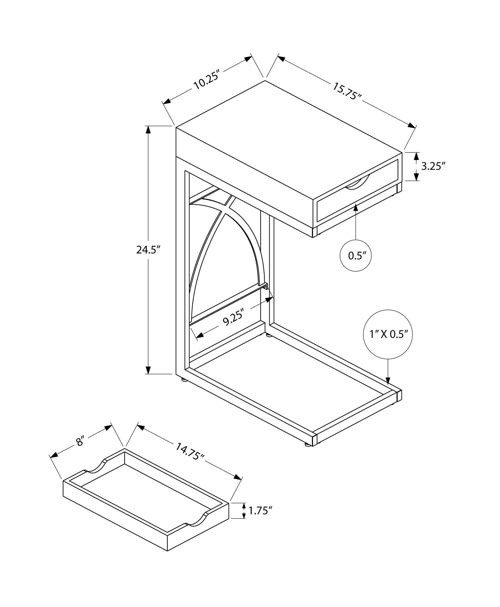 15.75" X 10.25" X 24.5" White Finish Drawer Accent Table - FurniFindUSA