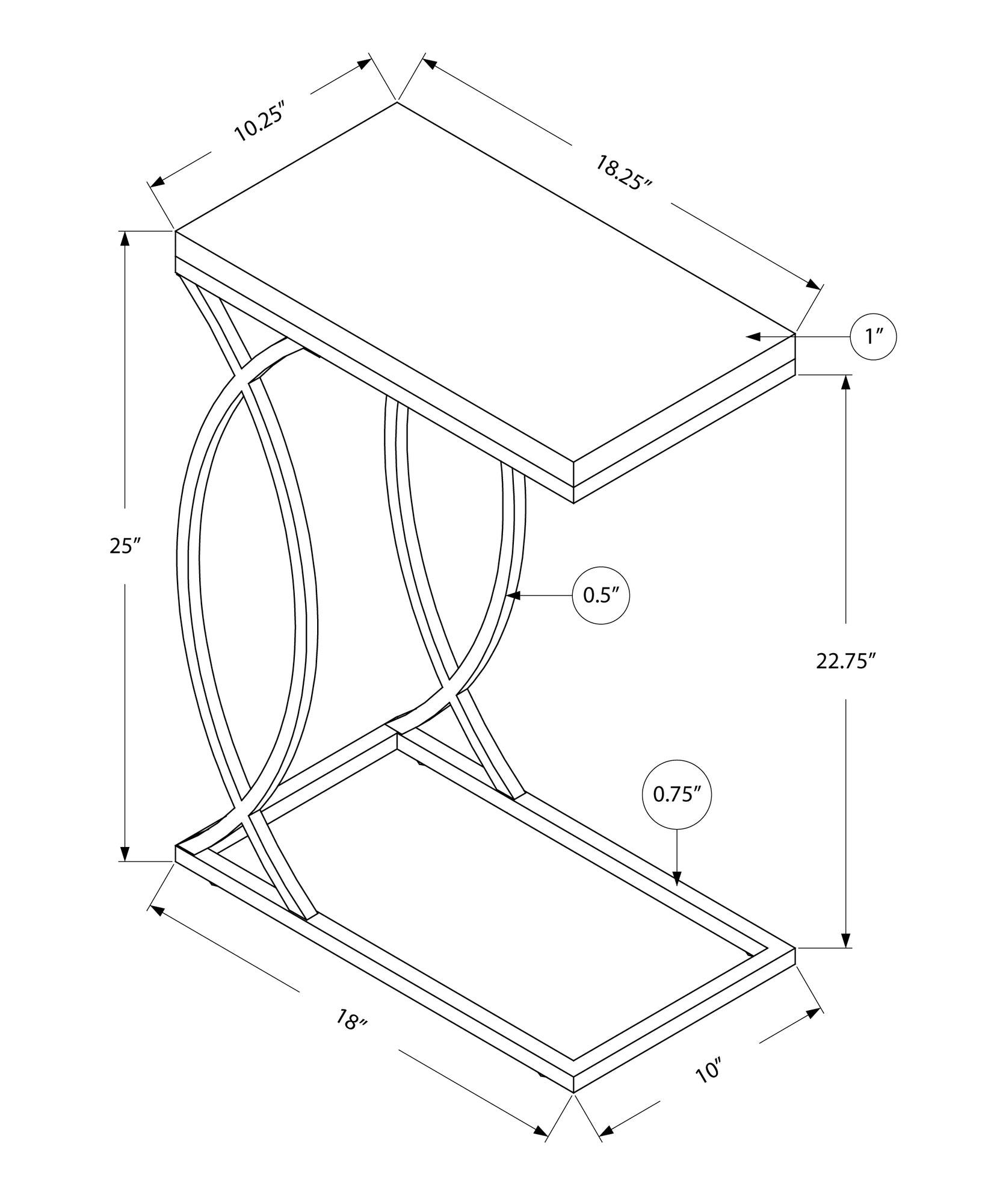 18.25" X 10.25" X 25" Grey Mdf Laminate Metal Accent Table - FurniFindUSA