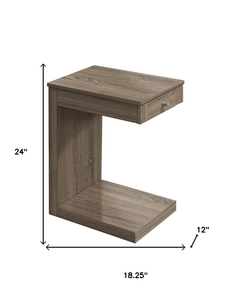 18.25" X 12" X 24" Dark Taupe Finish Hollow Core Accent Table HomeRoots