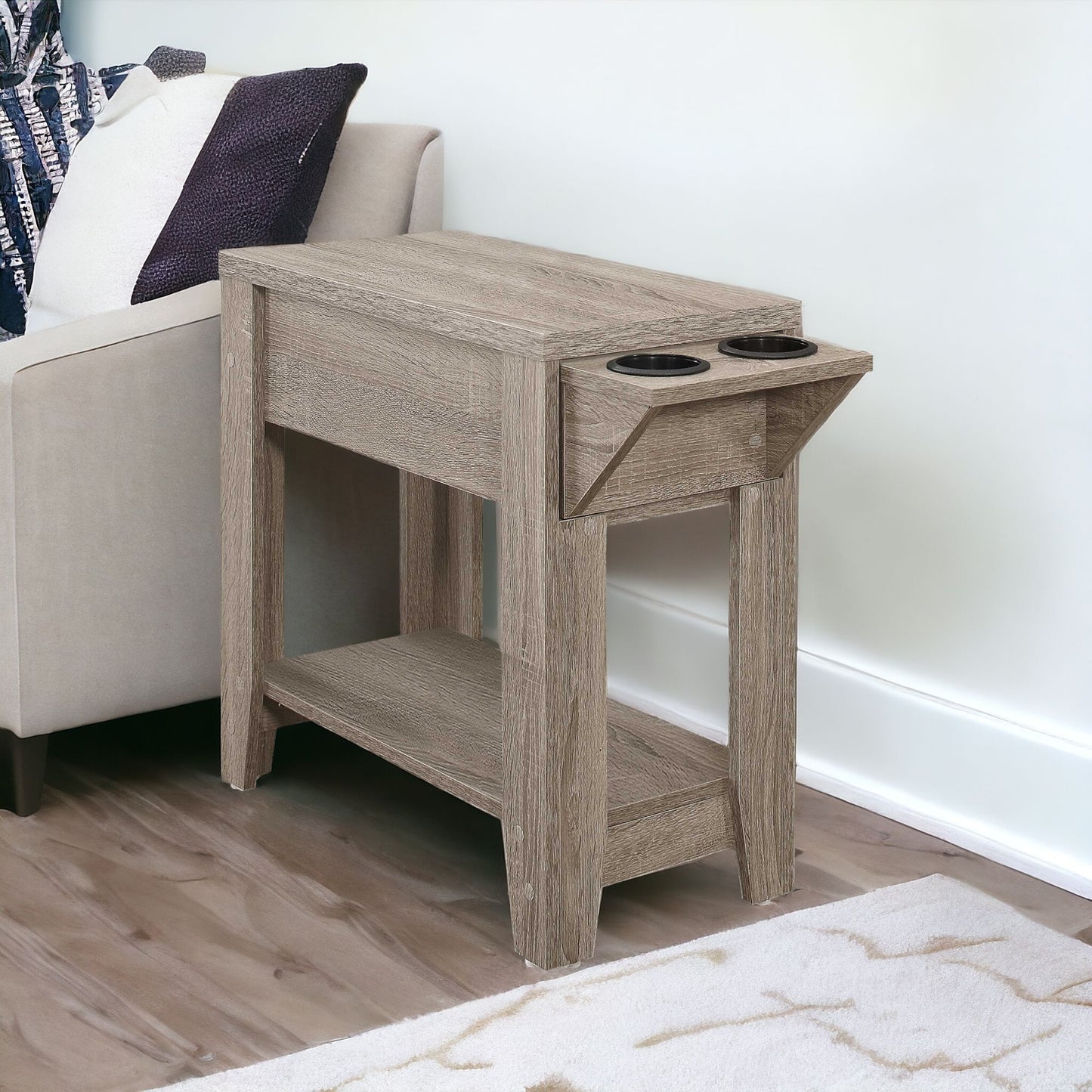 23" Brown Wood End Table With Shelf