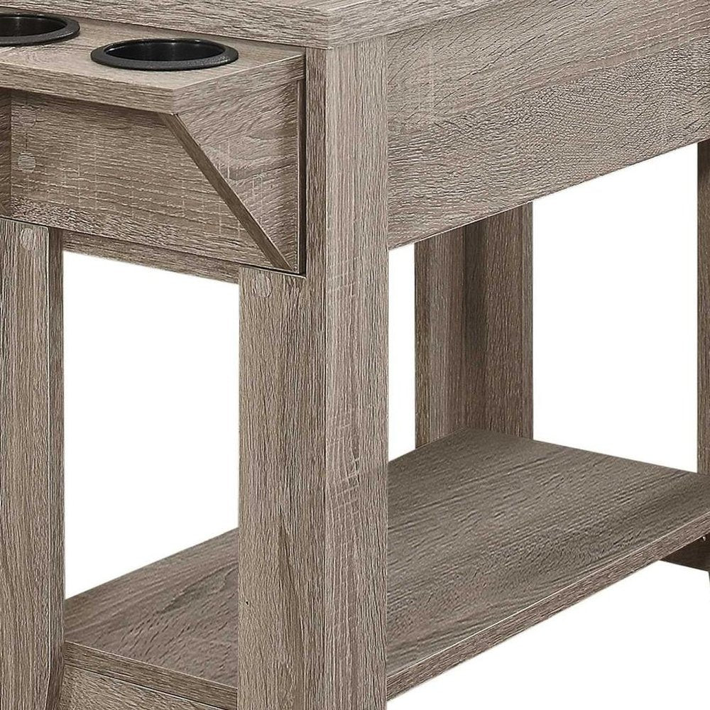 23" Brown Wood End Table With Shelf HomeRoots