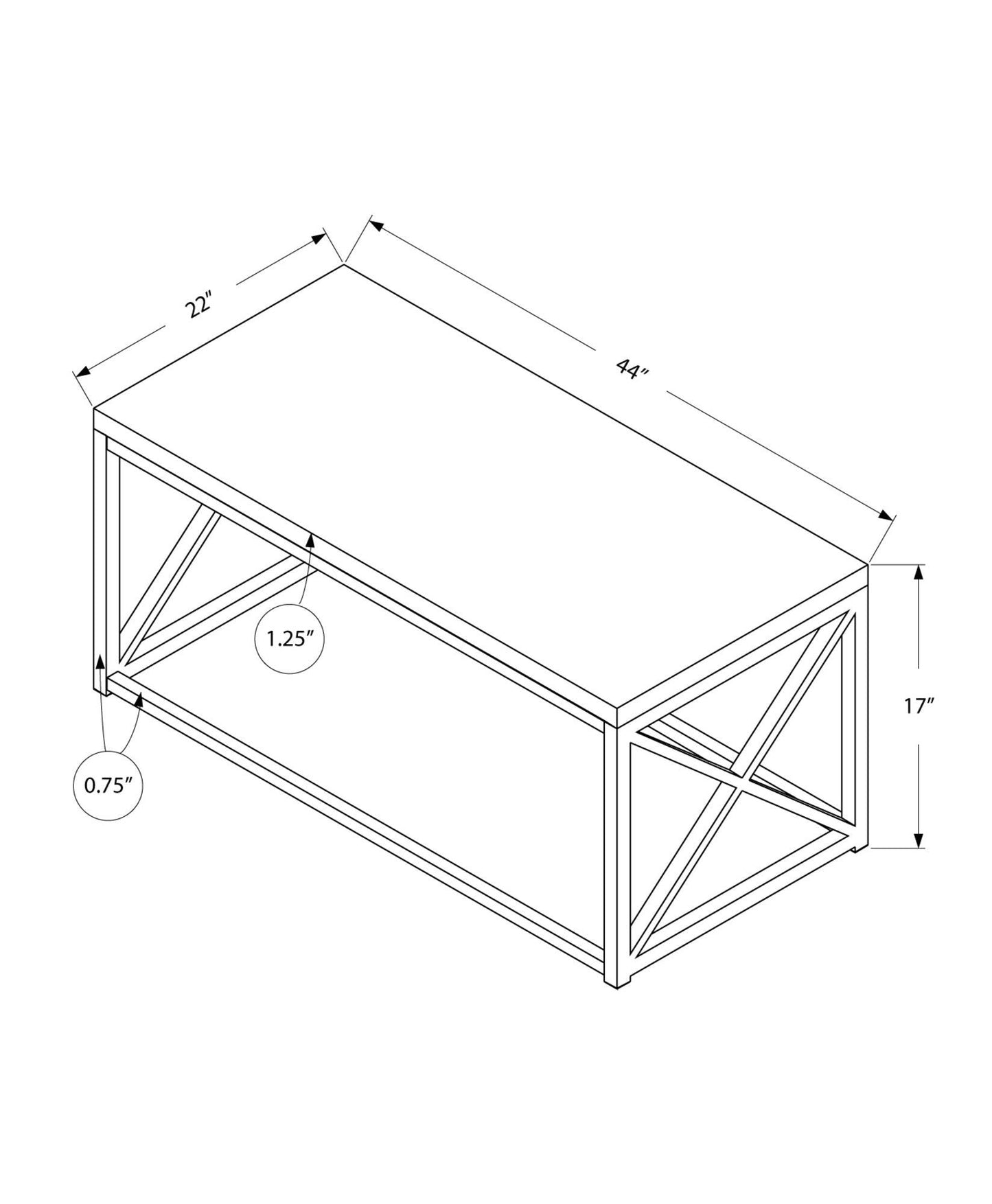 44" Beige And Silver Iron Coffee Table - FurniFindUSA