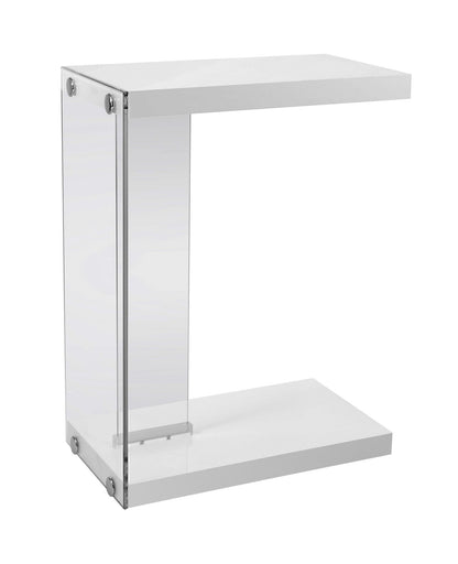 18.5" X 10.25" X 24.75" White Finish And Tempered Glass Accent Table - FurniFindUSA