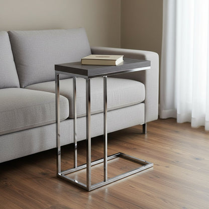 18.25" X 10.25" X 25.25" Cappuccino Particle Board Metal  Accent Table HomeRoots