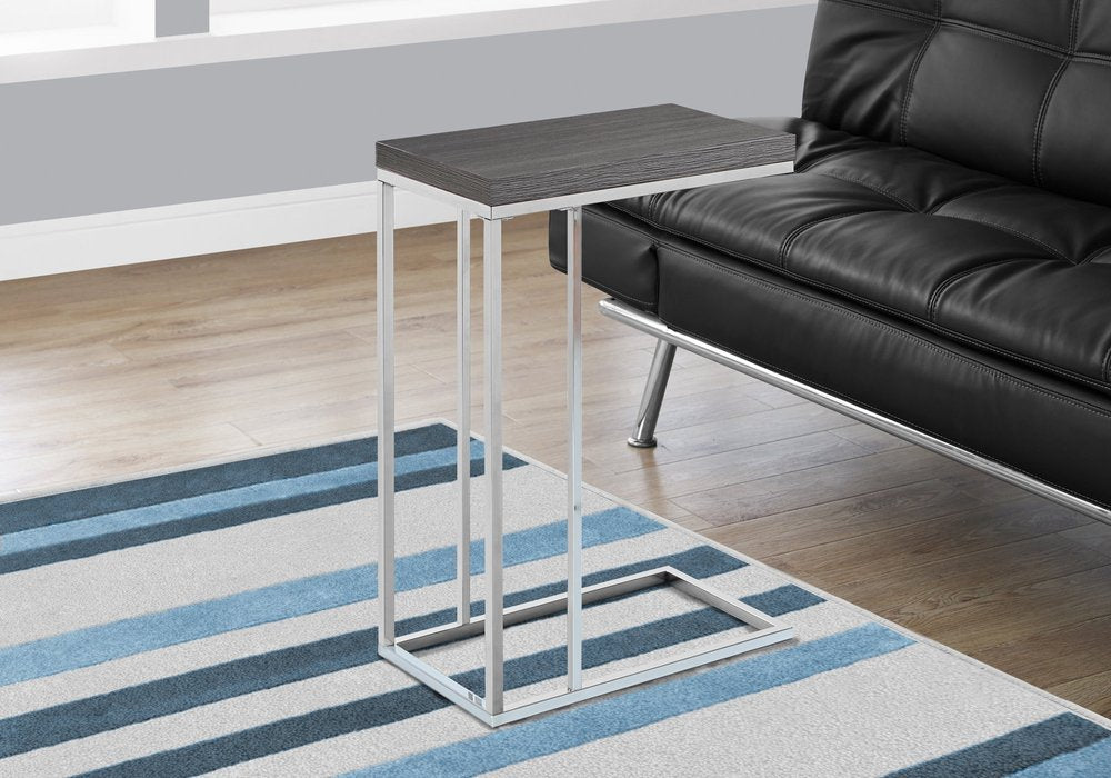 18.25" X 10.25" X 25.25" Cappuccino Particle Board Metal  Accent Table HomeRoots