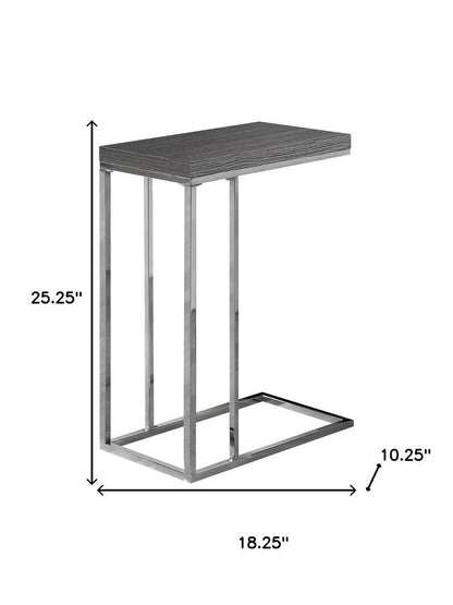18.25" X 10.25" X 25.25" Cappuccino Particle Board Metal  Accent Table HomeRoots