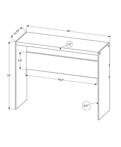 44" White and Clear Solid Console Table HomeRoots