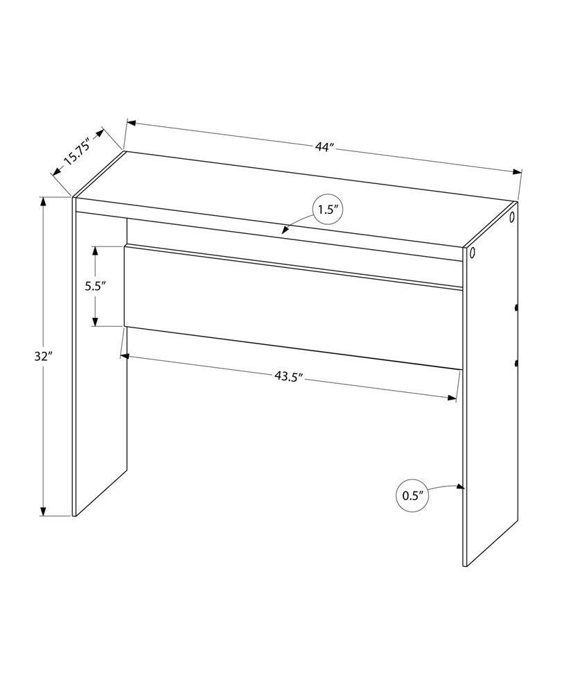 44" White and Clear Solid Console Table HomeRoots