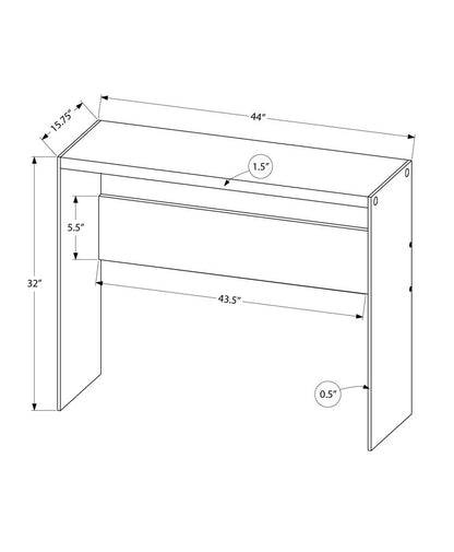 44" White and Clear Solid Console Table HomeRoots