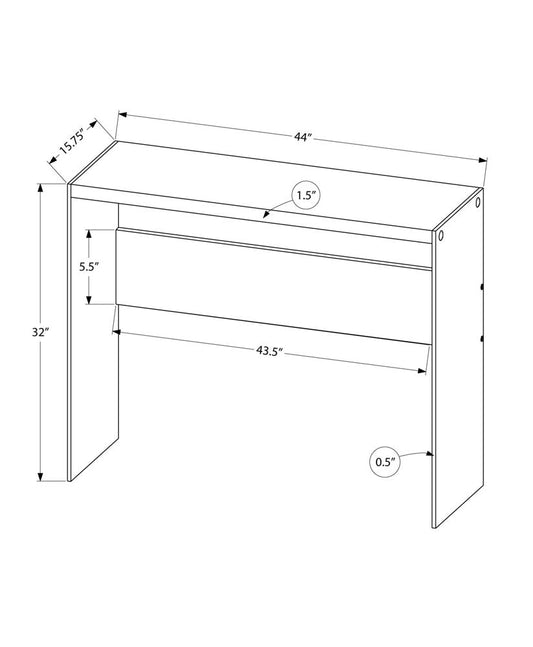 44" White and Clear Solid Console Table HomeRoots