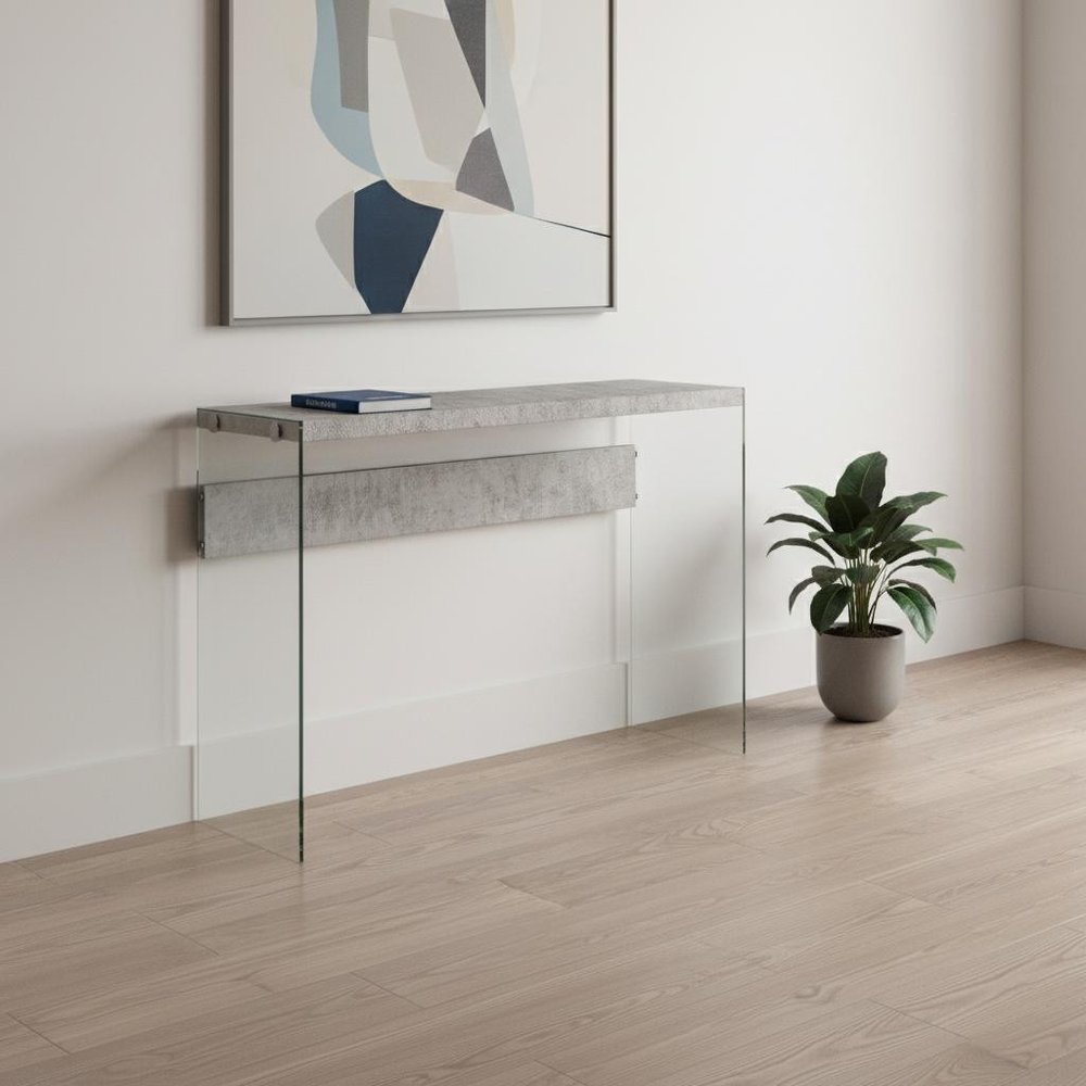 44" White and Clear Solid Console Table HomeRoots