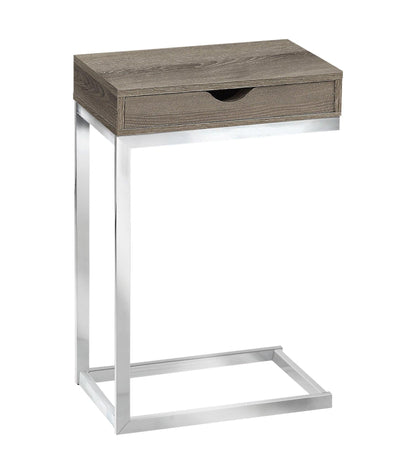 24.5" White Finish And Chromed Metal Accent Table - FurniFindUSA