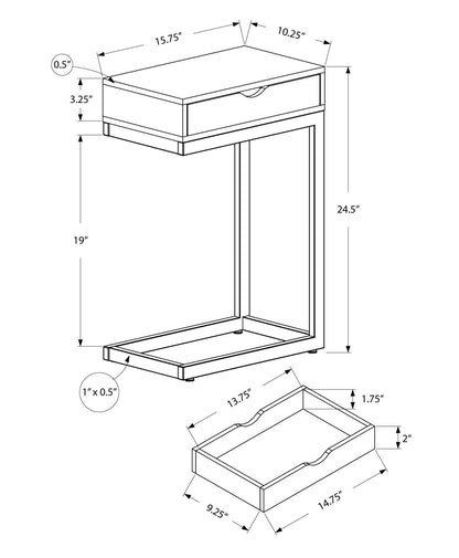 24.5" White Finish And Chromed Metal Accent Table - FurniFindUSA