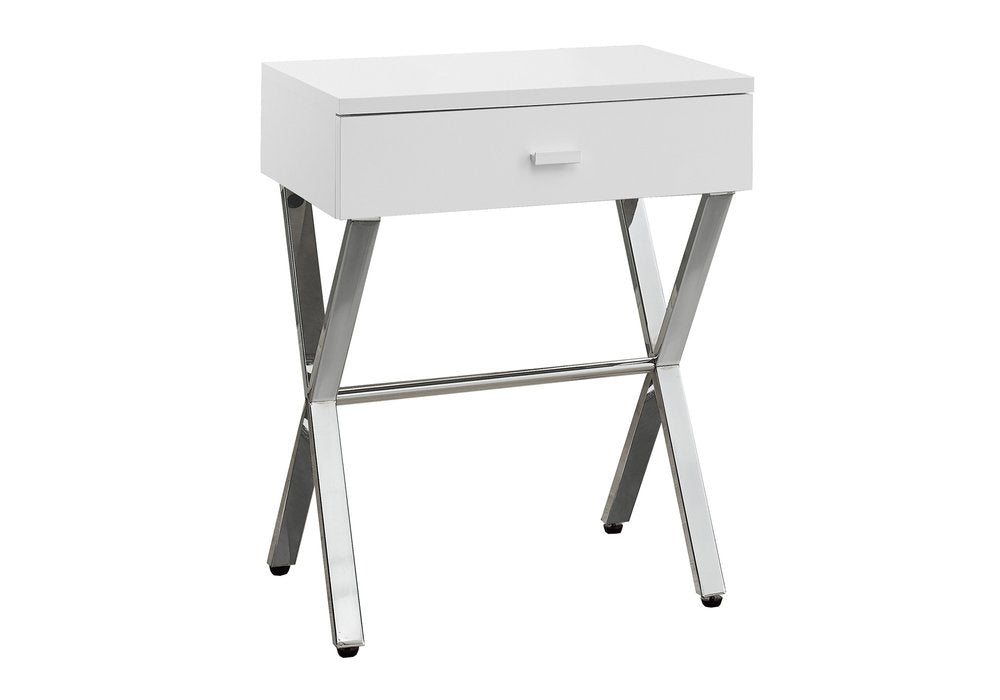 22" Silver And Deep Taupe Wood And Metal End Table With Drawer HomeRoots