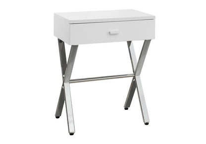 22" Silver And Deep Taupe Wood And Metal End Table With Drawer HomeRoots