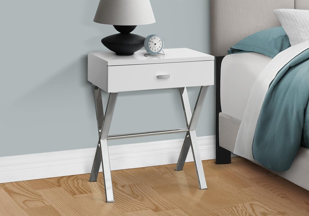 22" Silver And Deep Taupe Wood And Metal End Table With Drawer HomeRoots