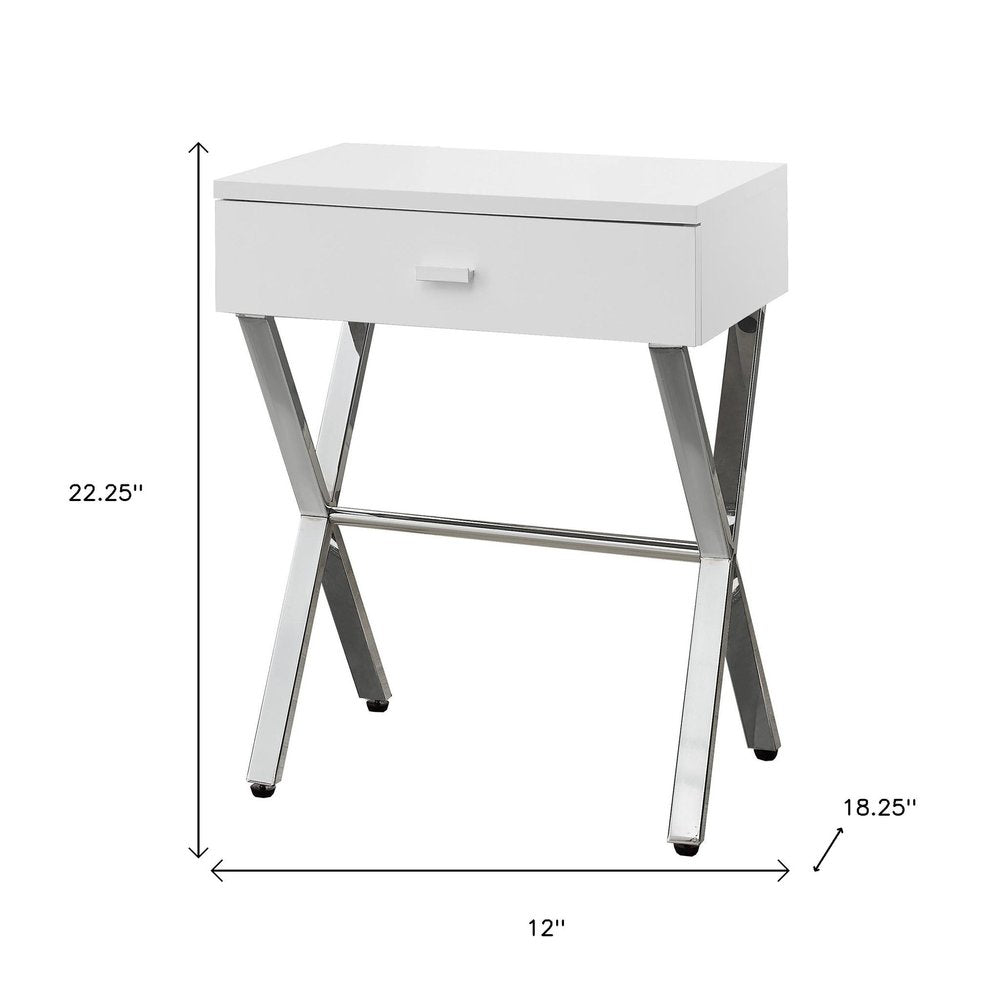 22" Silver And Deep Taupe Wood And Metal End Table With Drawer HomeRoots