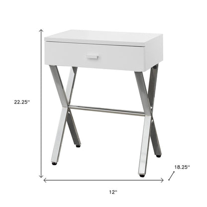 22" Silver And Deep Taupe Wood And Metal End Table With Drawer HomeRoots
