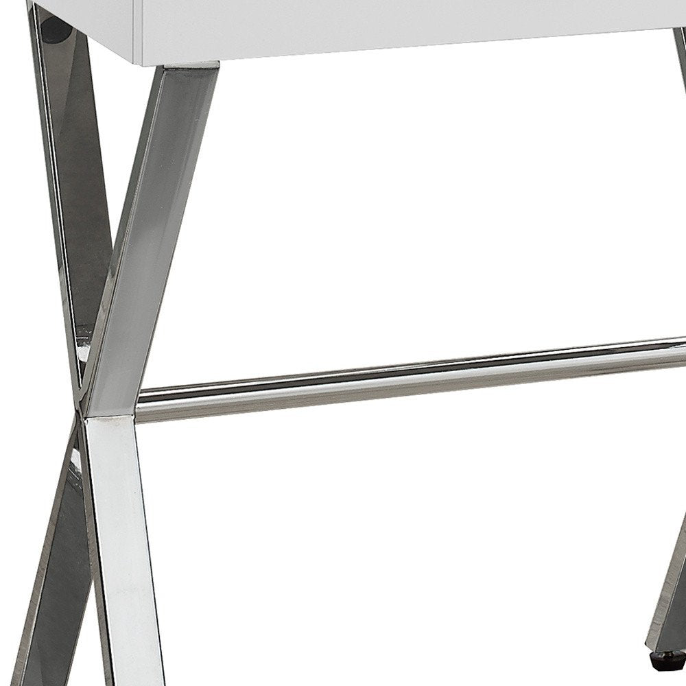 22" Silver And Deep Taupe Wood And Metal End Table With Drawer HomeRoots