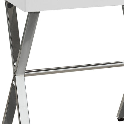 22" Silver And Deep Taupe Wood And Metal End Table With Drawer HomeRoots