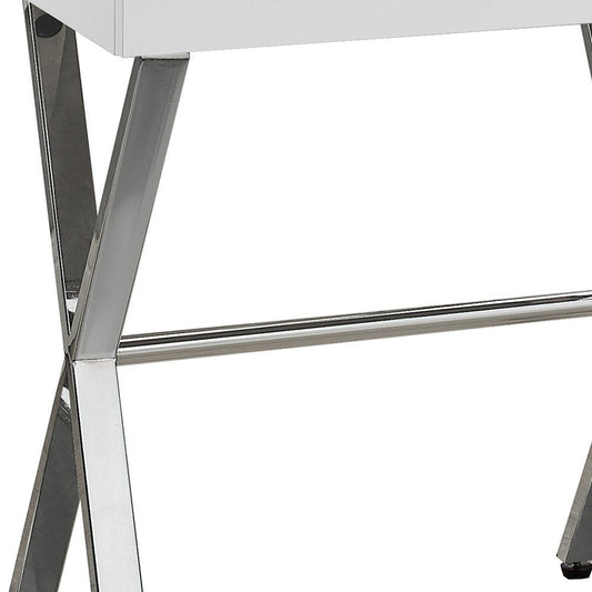 22" Silver And Deep Taupe Wood And Metal End Table With Drawer HomeRoots