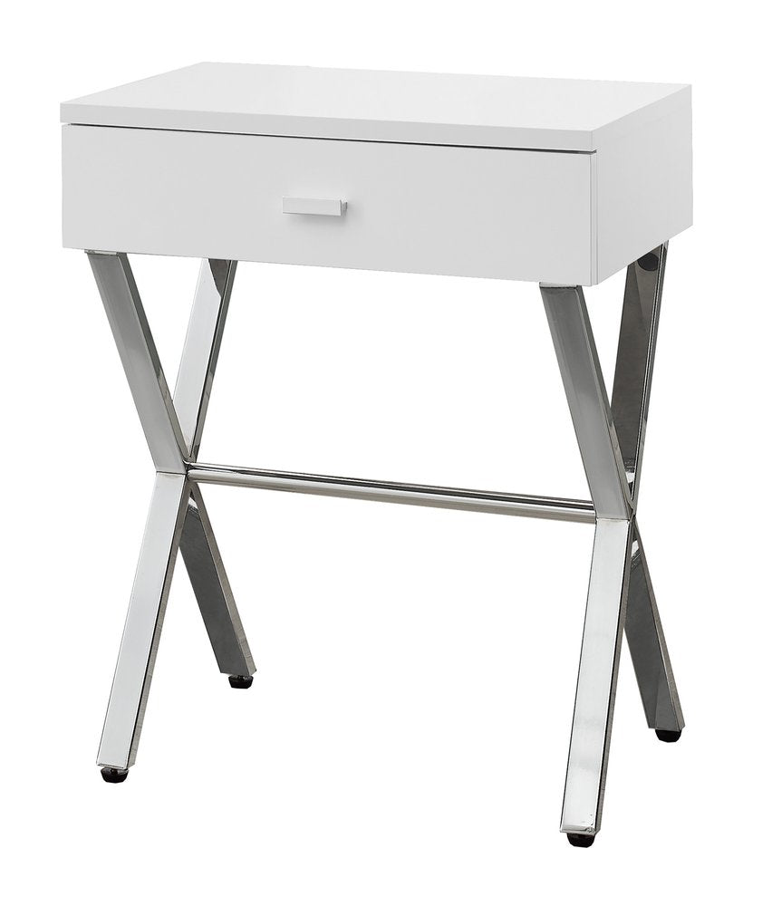 22" Silver And Deep Taupe Wood And Metal End Table With Drawer HomeRoots