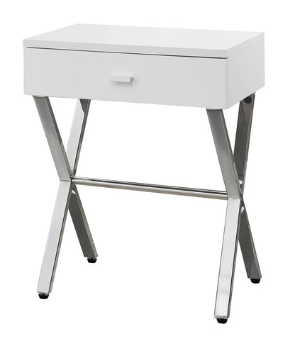 22" Silver And Deep Taupe Wood And Metal End Table With Drawer HomeRoots