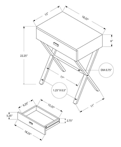22" Silver And White Wood And Metal End Table With Drawer HomeRoots