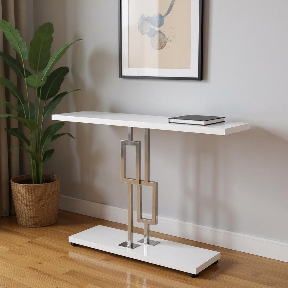 47" White Floor Shelf Console Table With Storage HomeRoots